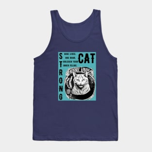 Nine Lives, One Roar: Rise Like a Strong Cat, Conquer Your Day (Intrigue, Aspirational) Tank Top